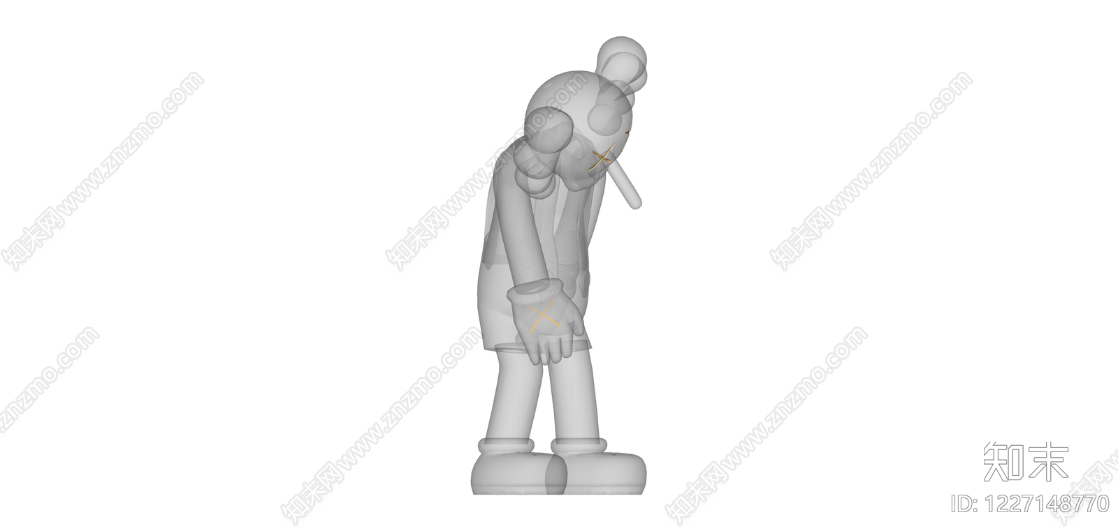灰色卡通人偶雕塑SU模型下载【ID:1227148770】
