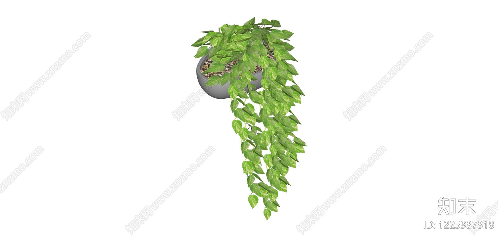 灰色圆盆垂吊绿植SU模型下载【ID:1225937318】