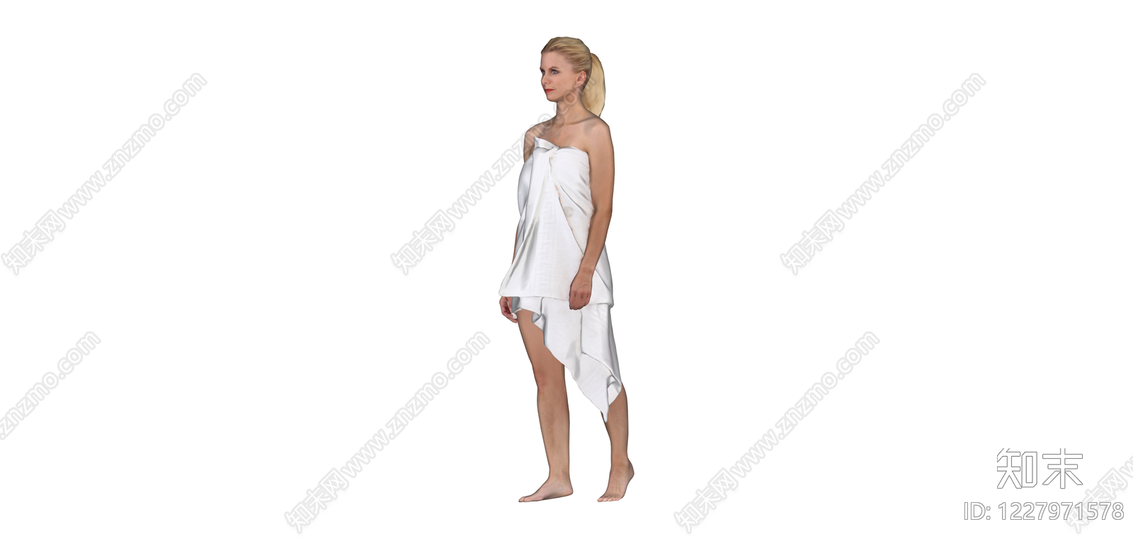 白色裹身礼服模特SU模型下载【ID:1227971578】