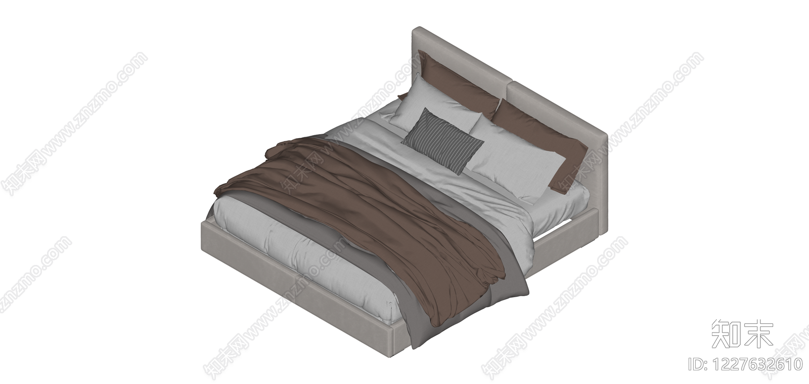 现代双人软包床具SU模型下载【ID:1227632610】