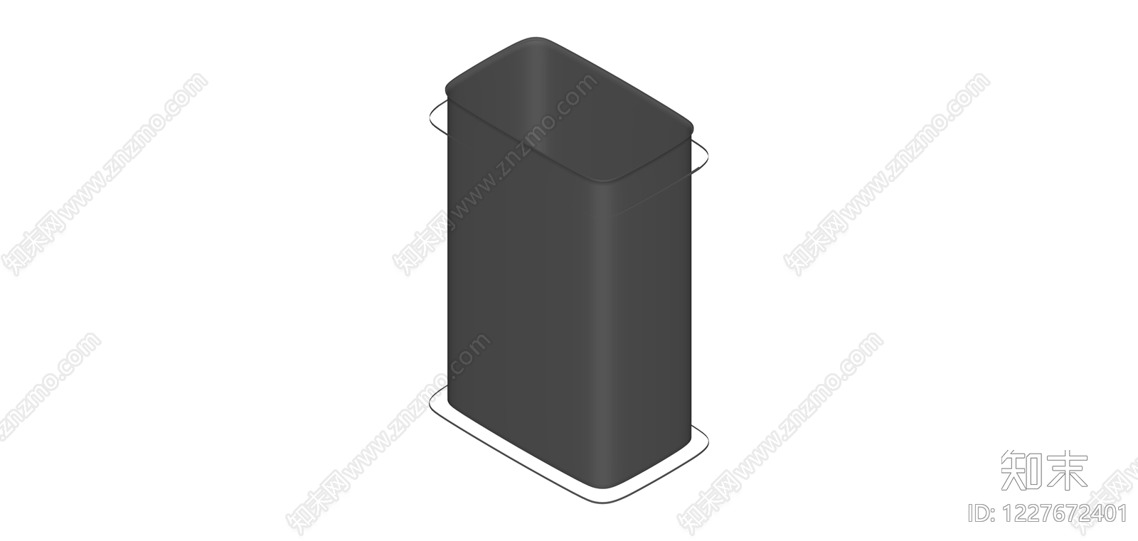 深灰色带盖垃圾桶SU模型下载【ID:1227672401】