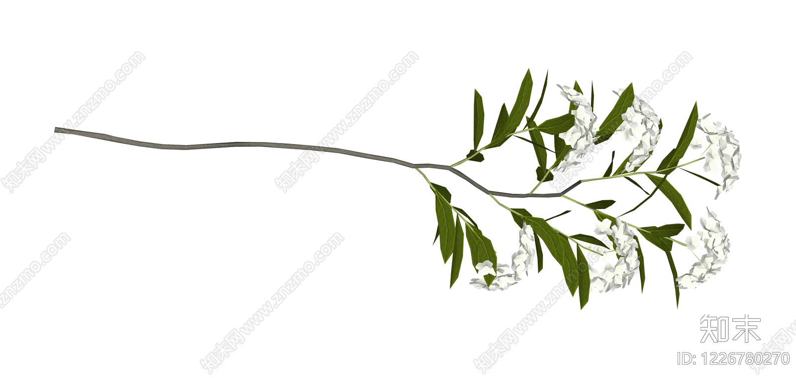 白色花艺植物枝条SU模型下载【ID:1226780270】