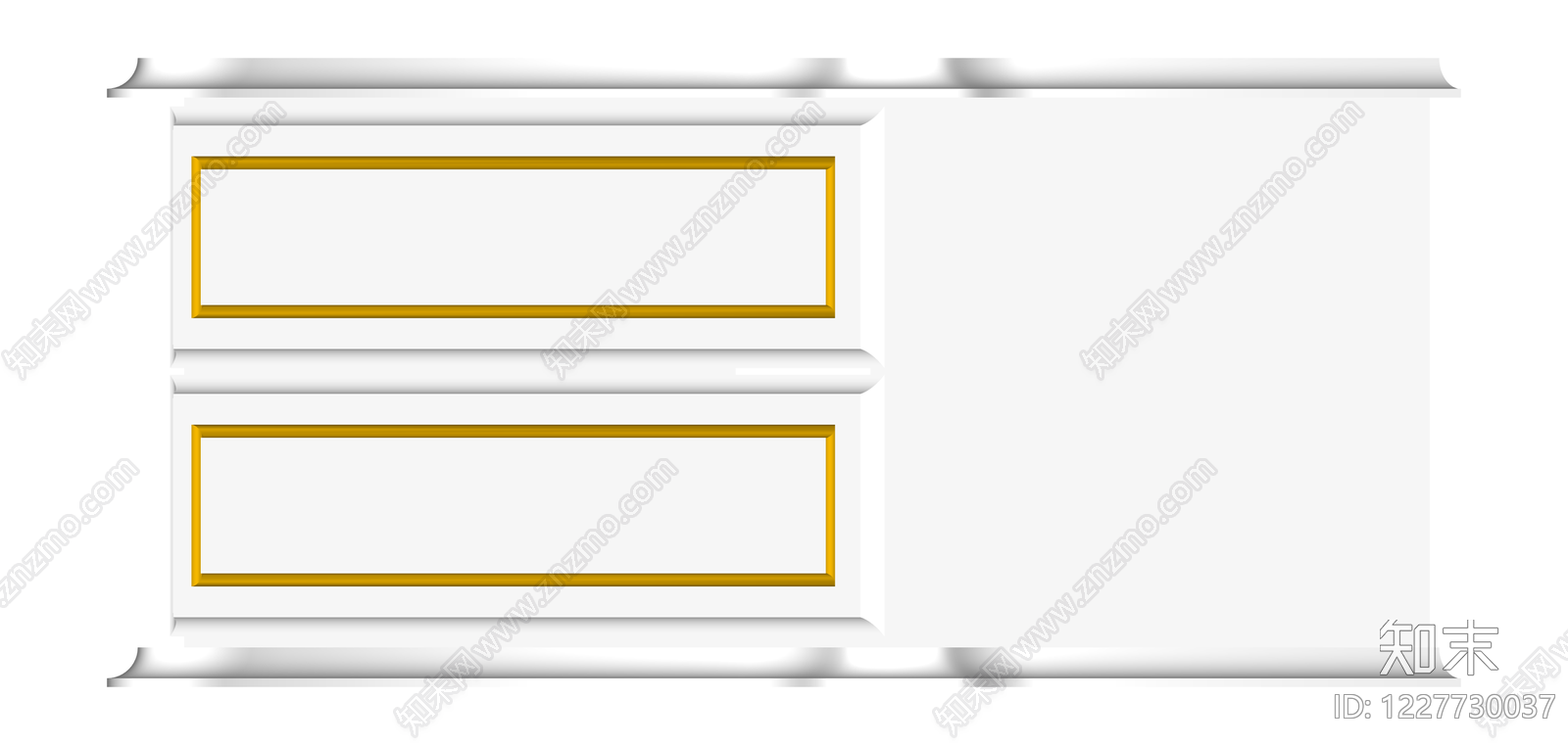 白色双抽屉床头柜SU模型下载【ID:1227730037】