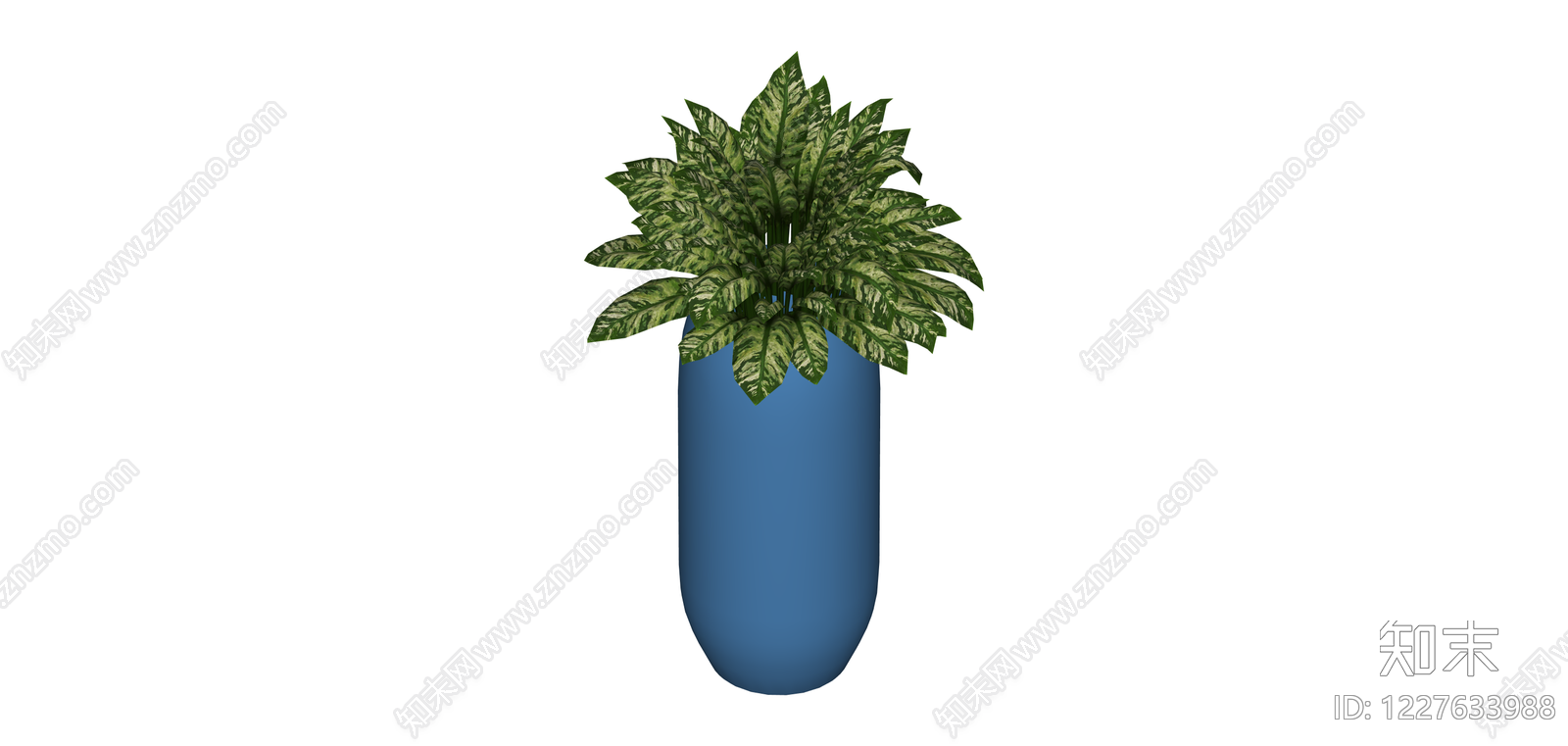 蓝色花盆绿植组合SU模型下载【ID:1227633988】