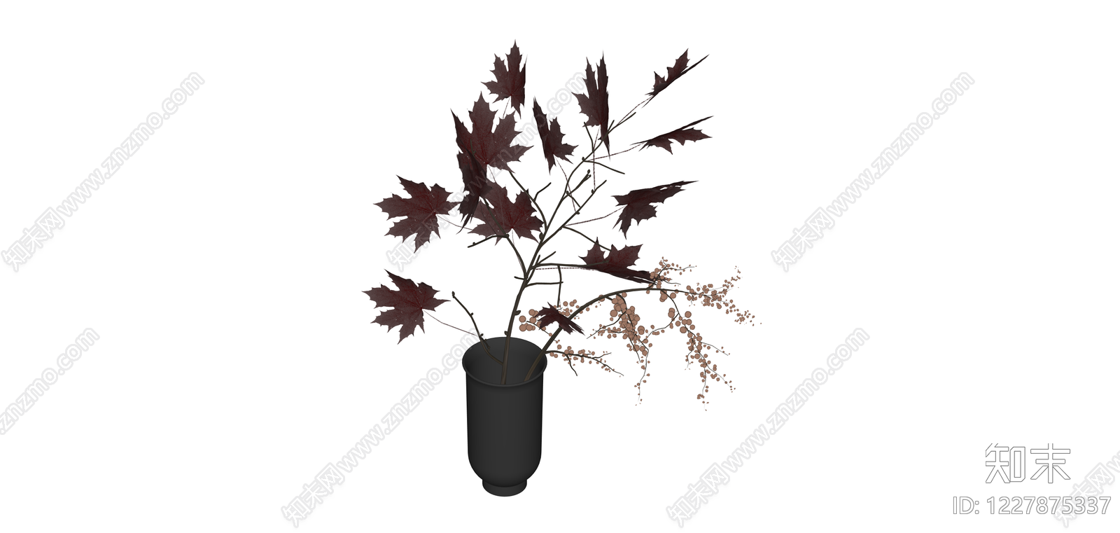 红叶花艺组合盆栽SU模型下载【ID:1227875337】