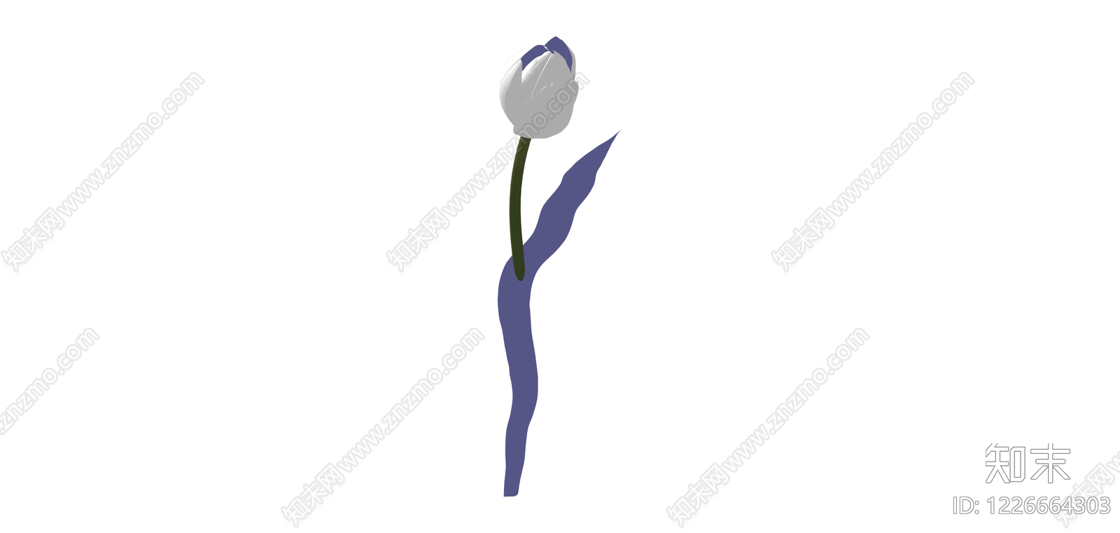 白色郁金香花艺模型SU模型下载【ID:1226664303】