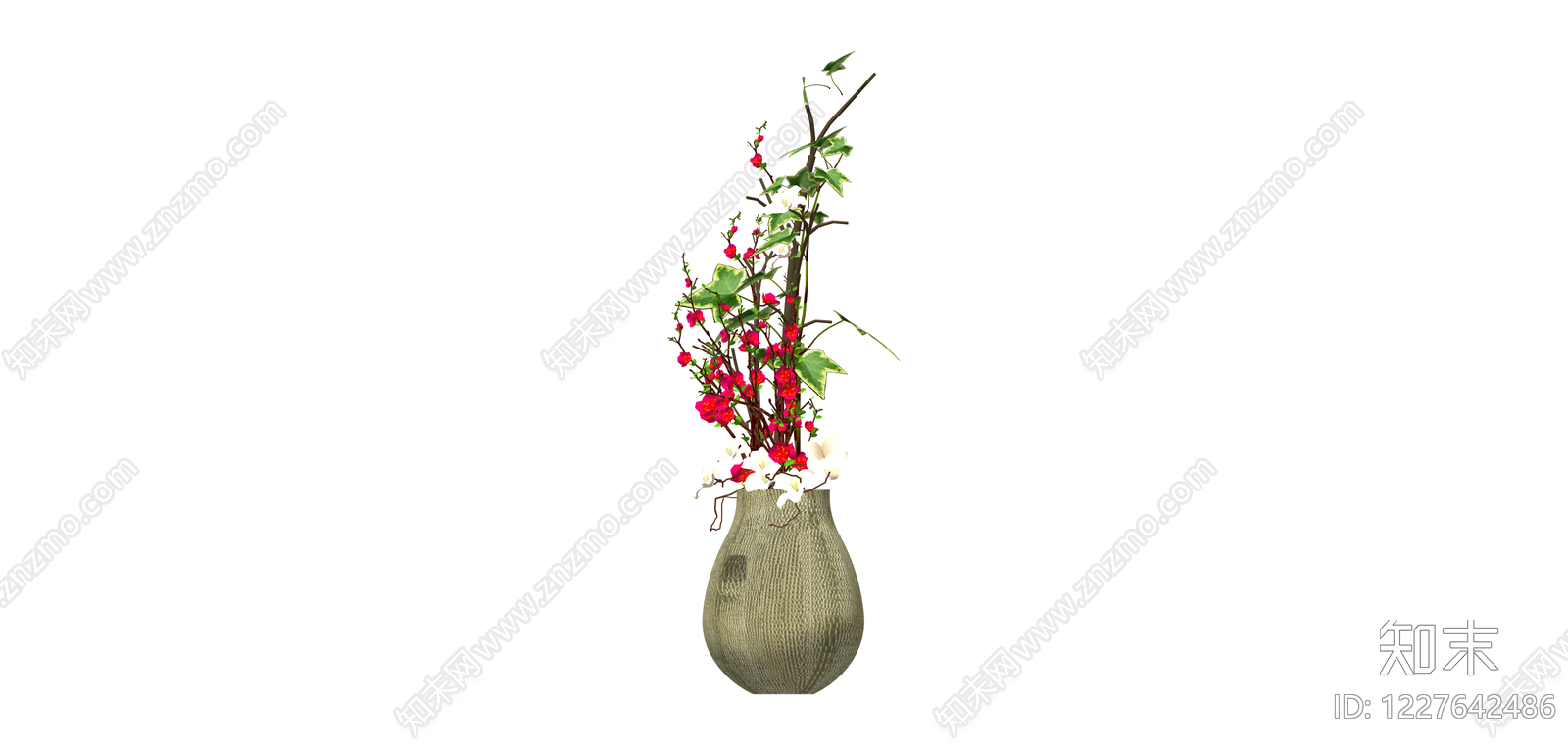 带盆花艺组合盆栽SU模型下载【ID:1227642486】