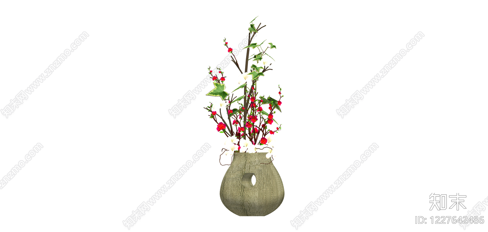 带盆花艺组合盆栽SU模型下载【ID:1227642486】