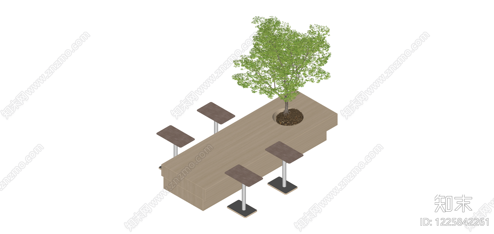 带树池木台及高脚凳SU模型下载【ID:1225842261】