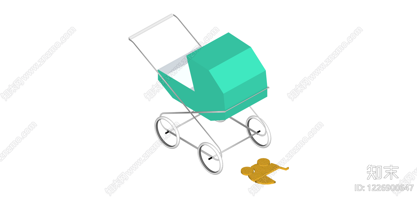 复古婴儿车SU模型下载【ID:1226900647】
