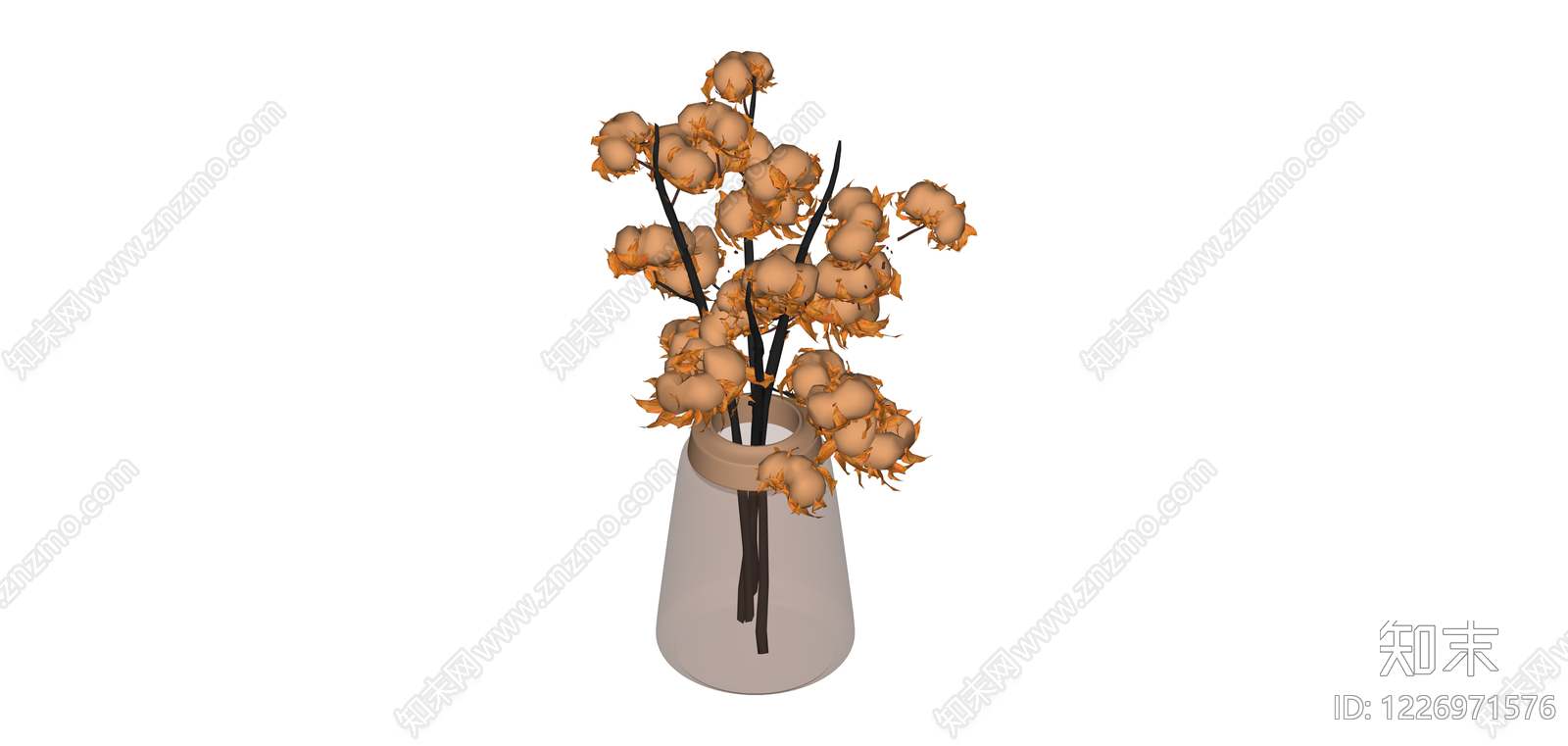 干花花束插花摆件SU模型下载【ID:1226971576】