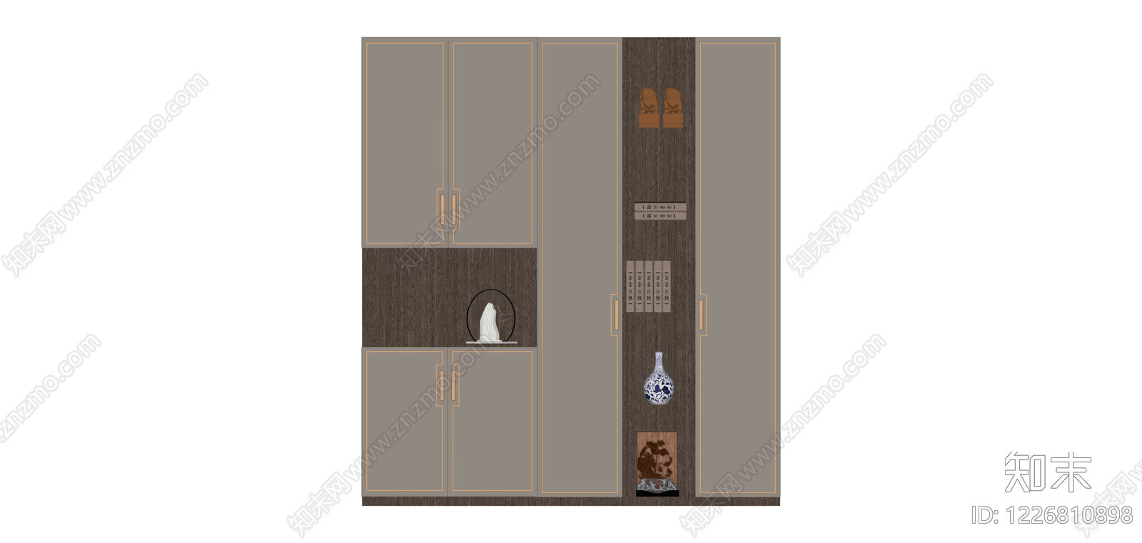 新中式储物展示柜SU模型下载【ID:1226810898】