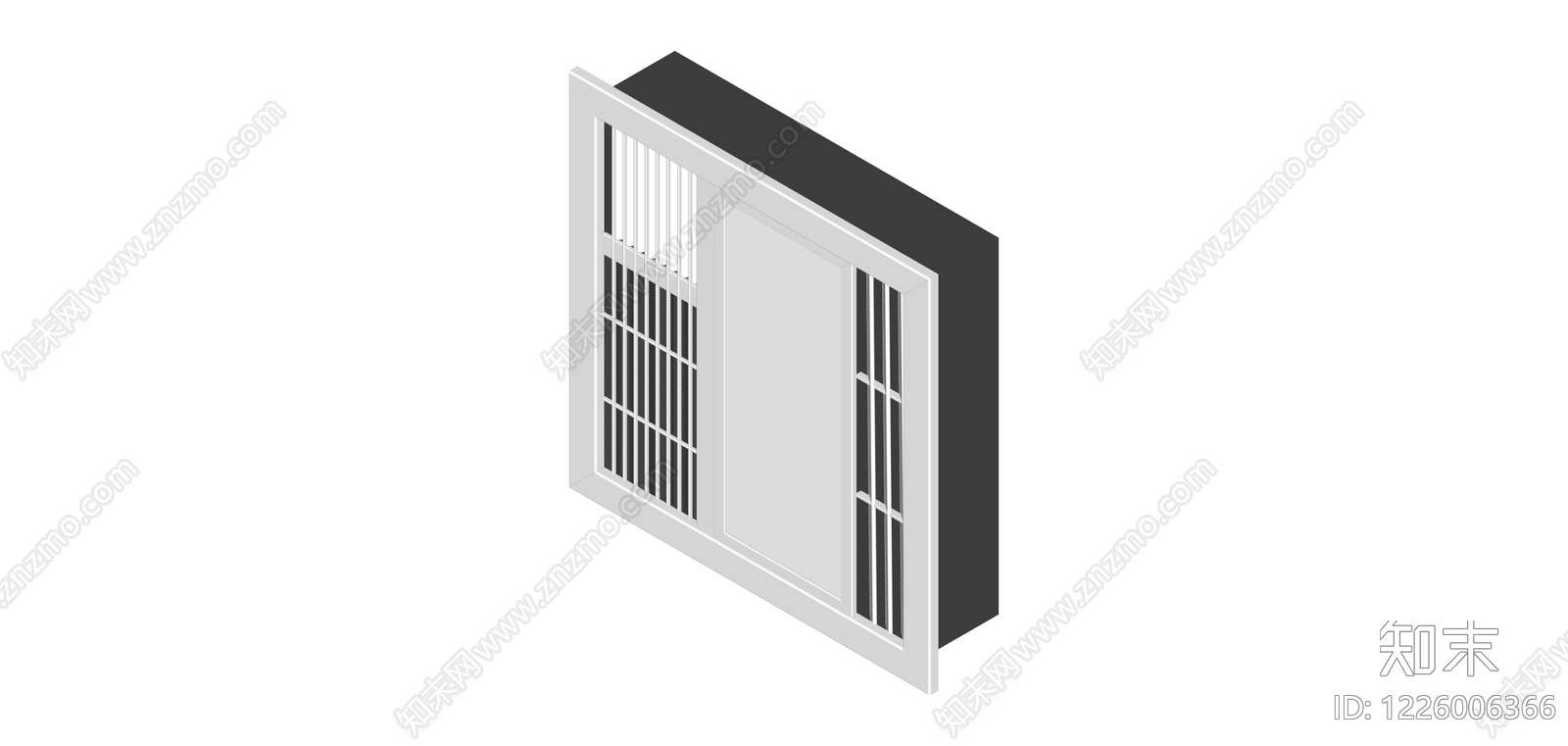 带防盗格栅的推拉窗SU模型下载【ID:1226006366】