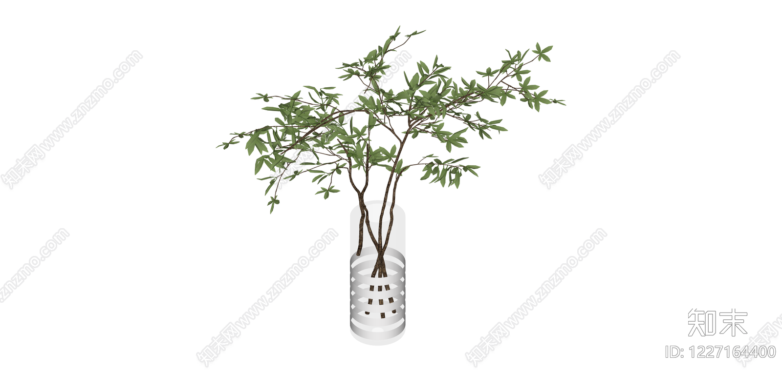 带镂空花瓶绿植SU模型下载【ID:1227164400】