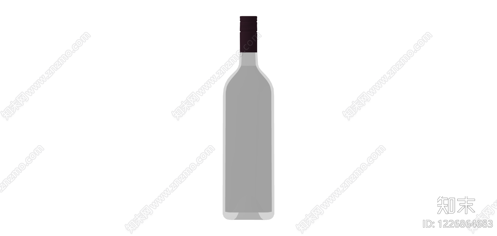 灰色酒瓶白模SU模型下载【ID:1226864683】