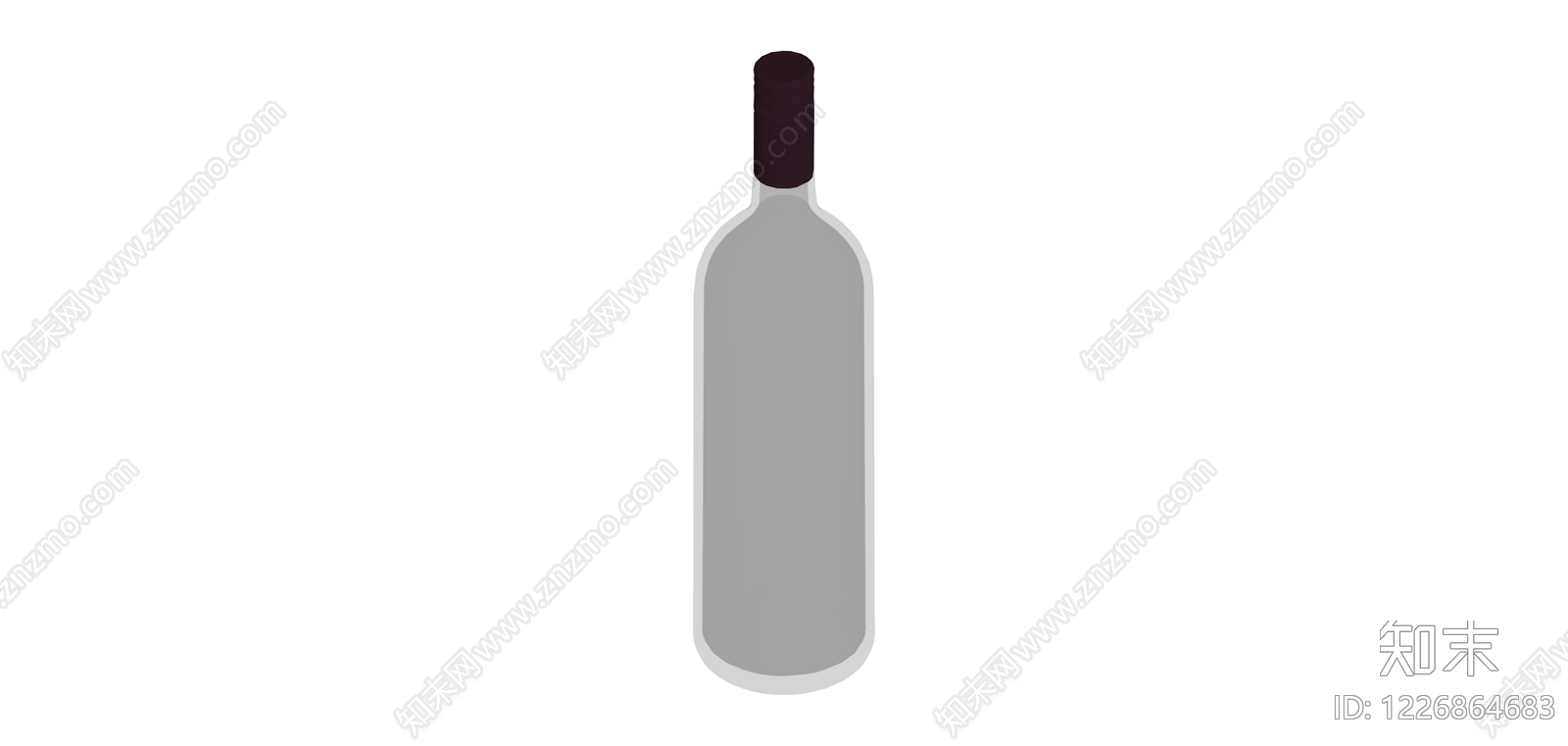 灰色酒瓶白模SU模型下载【ID:1226864683】