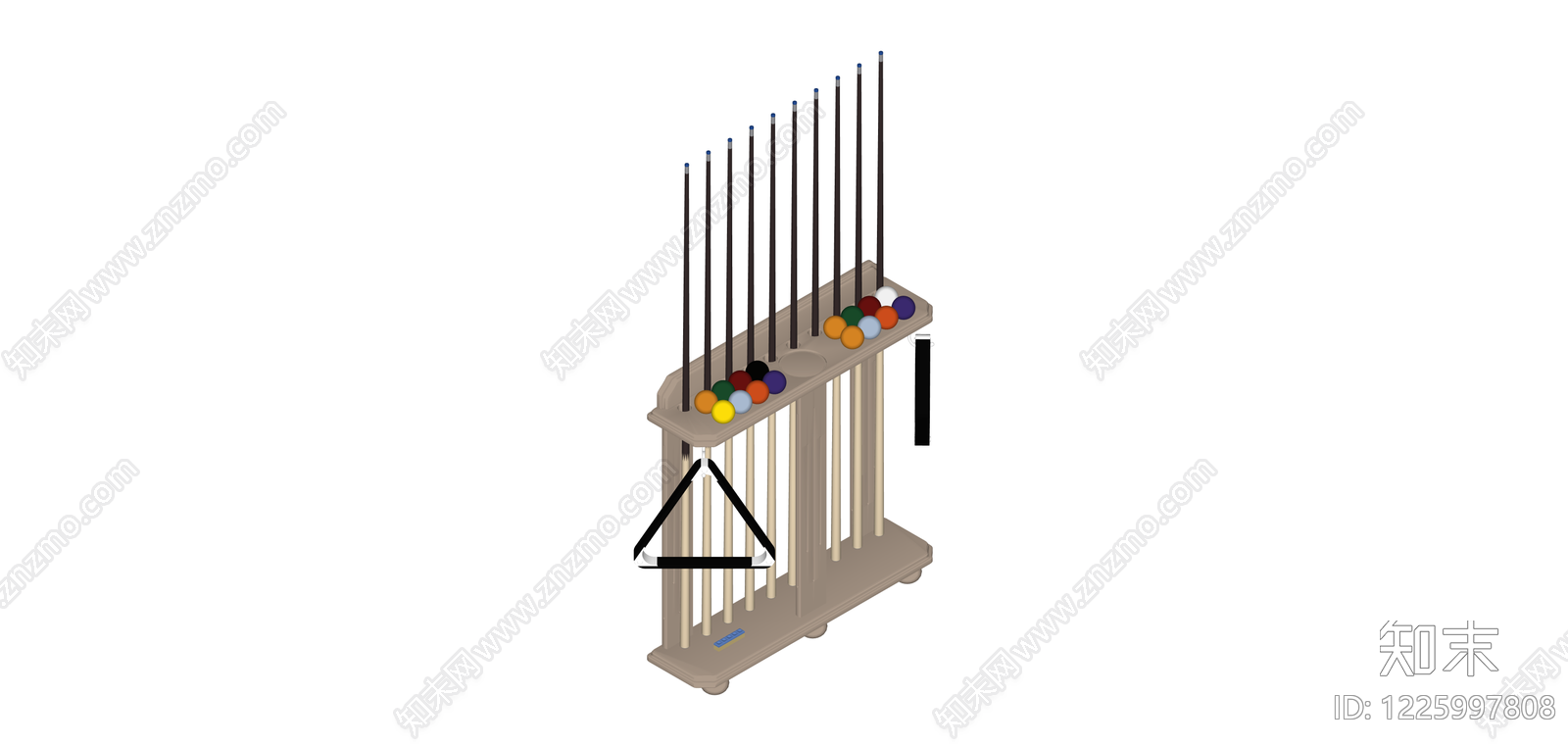 台球杆架与球具组合SU模型下载【ID:1225997808】