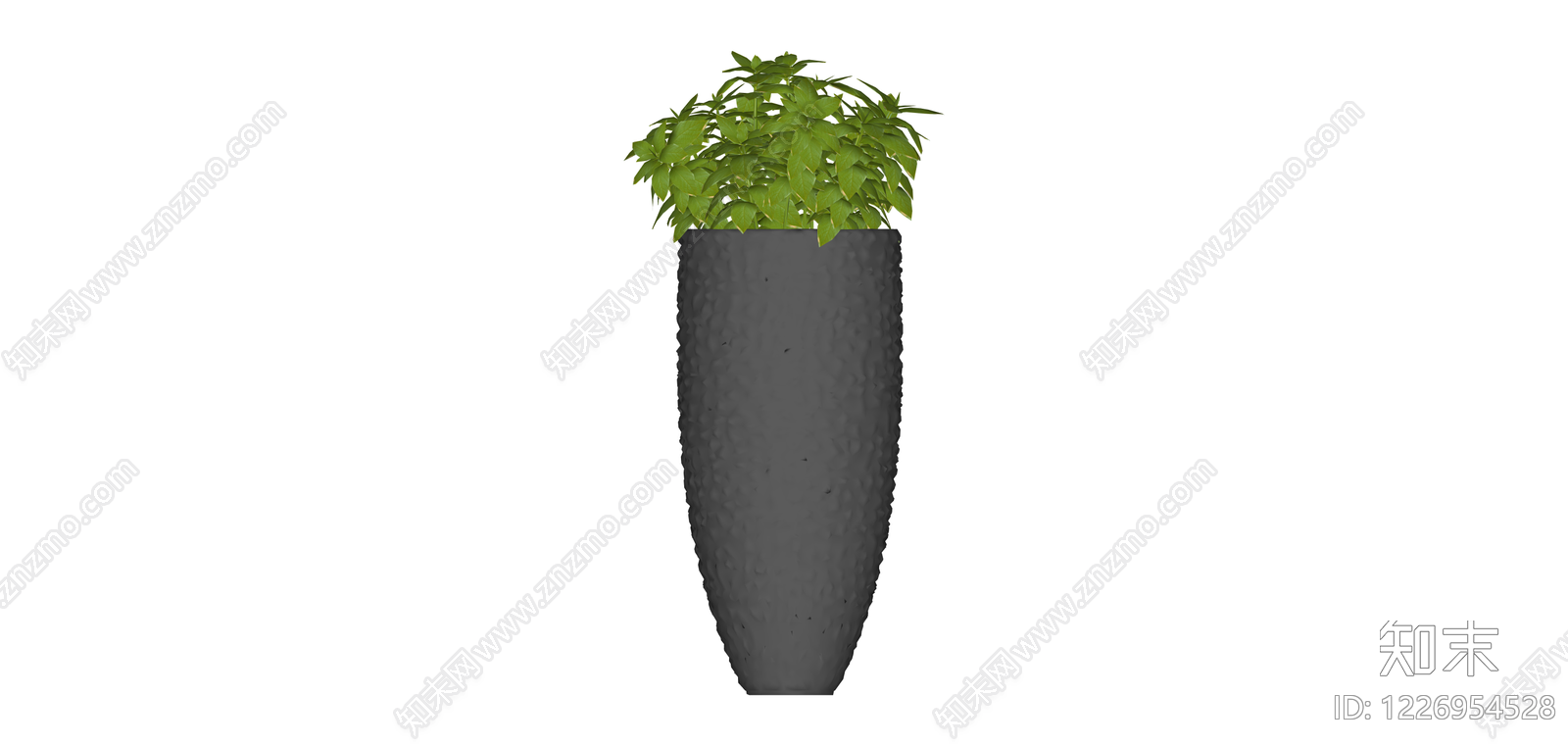 深灰色纹理高花盆植物SU模型下载【ID:1226954528】