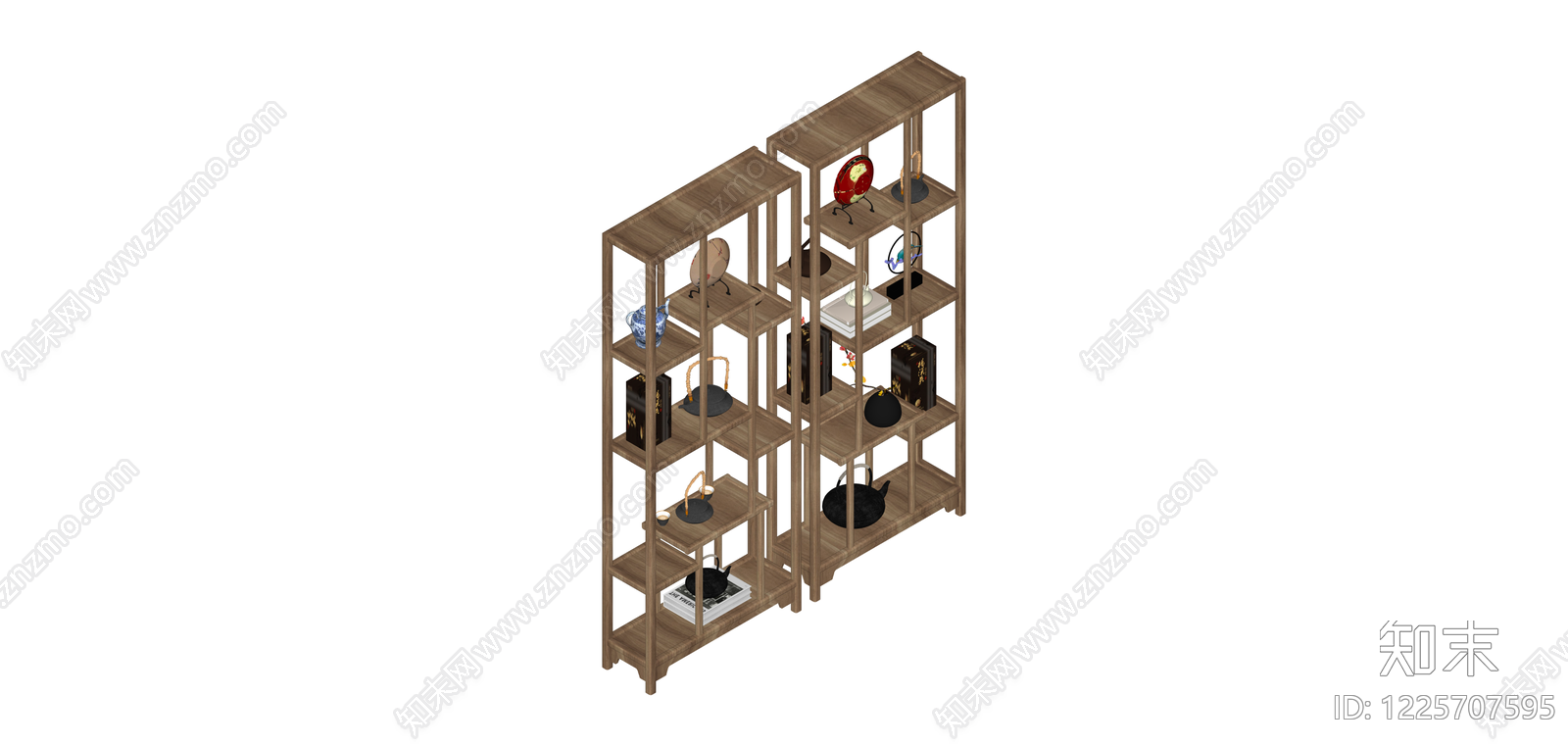 中式实木博古架组合SU模型下载【ID:1225707595】