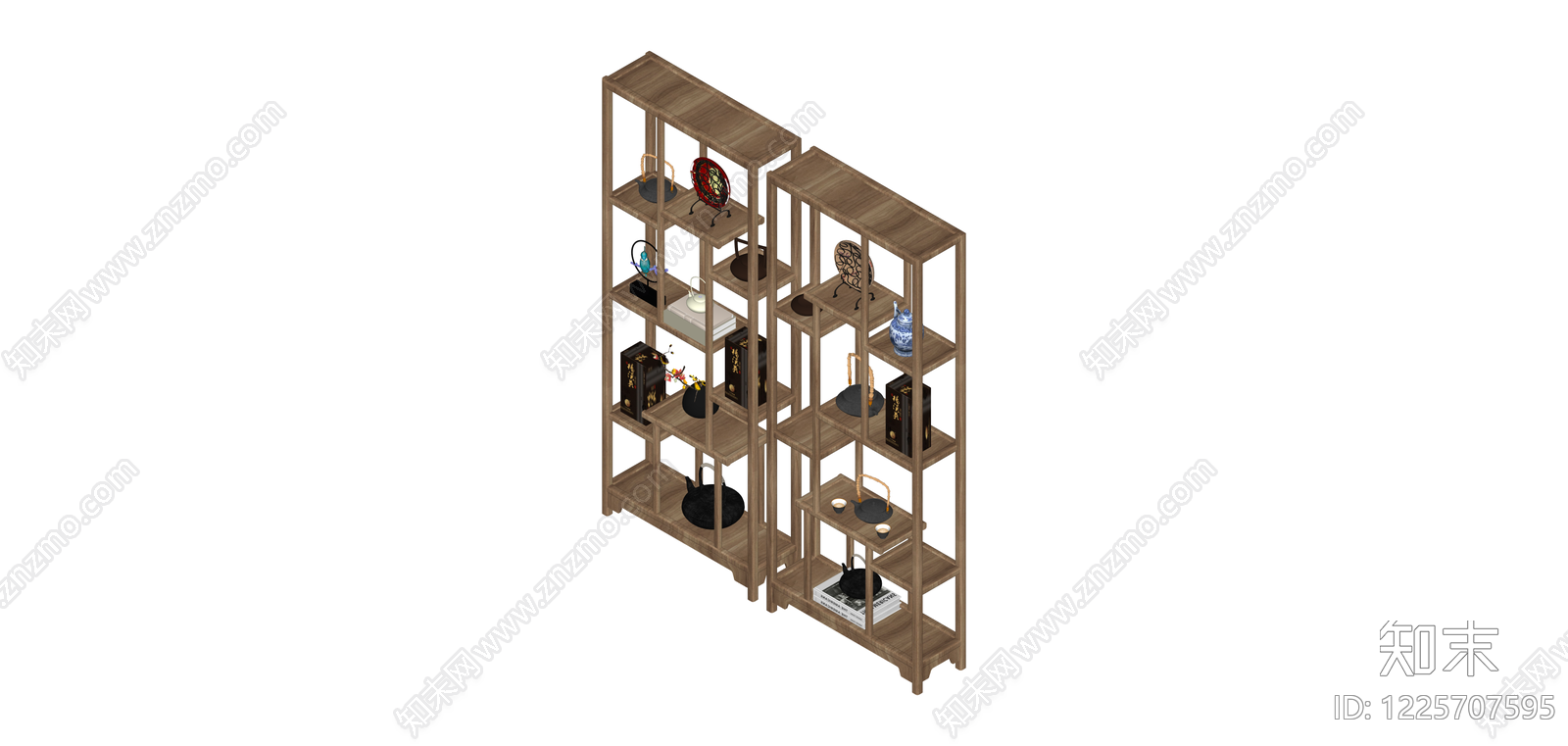 中式实木博古架组合SU模型下载【ID:1225707595】