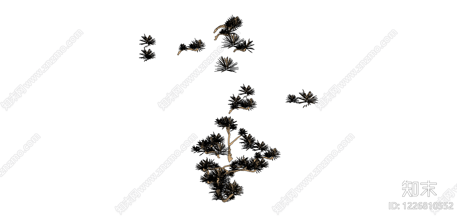 松树景观植物组件SU模型下载【ID:1226810552】