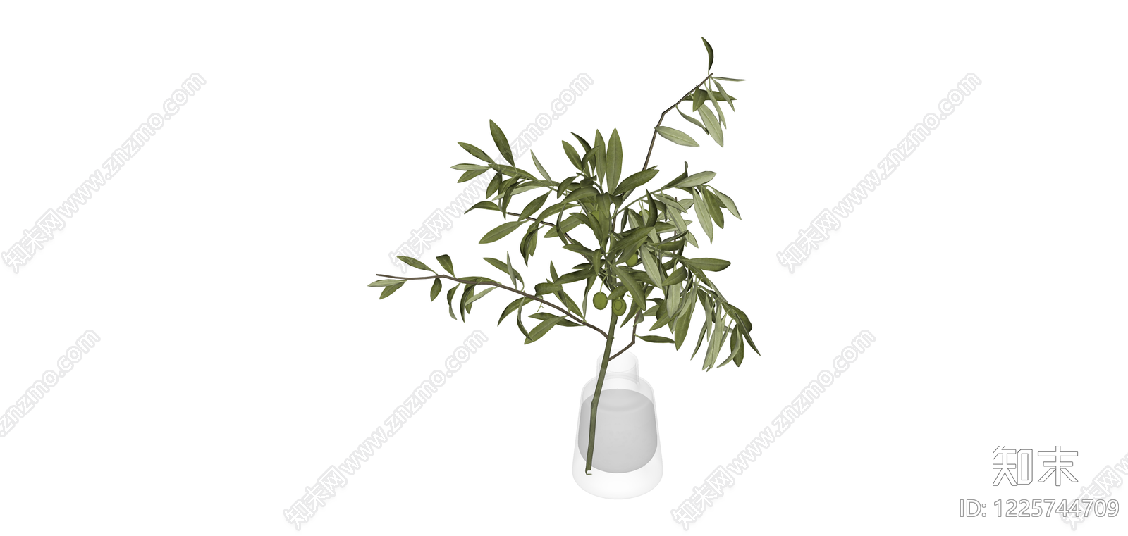 透明玻璃花瓶绿植SU模型下载【ID:1225744709】