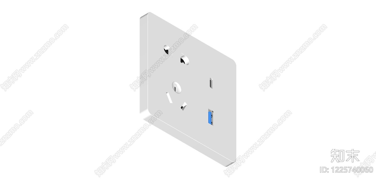 白色五孔USB插座面板SU模型下载【ID:1225740060】