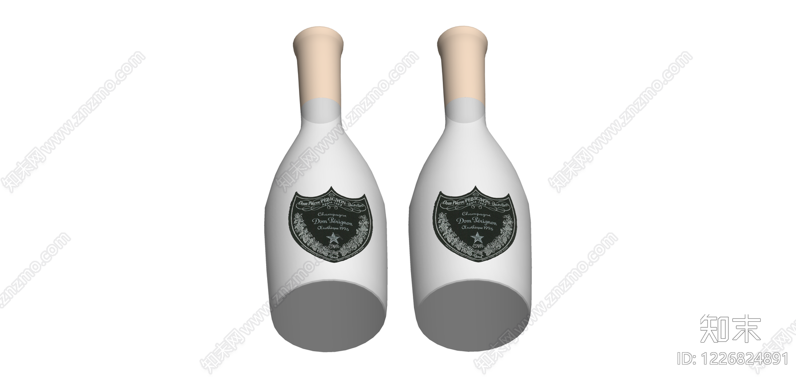 白色香槟酒瓶模型SU模型下载【ID:1226824891】