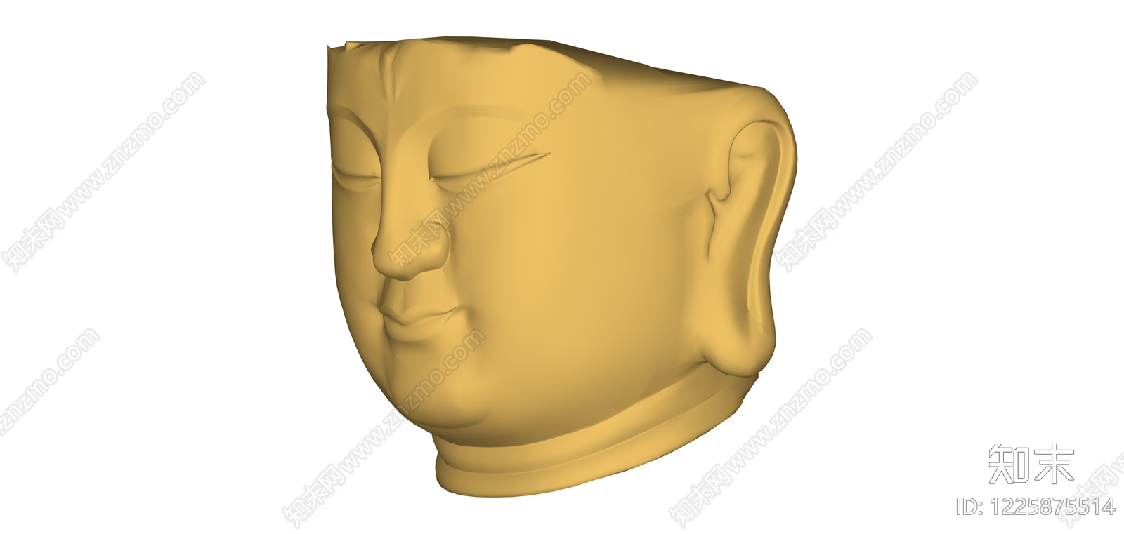 金色佛像头部雕塑SU模型下载【ID:1225875514】