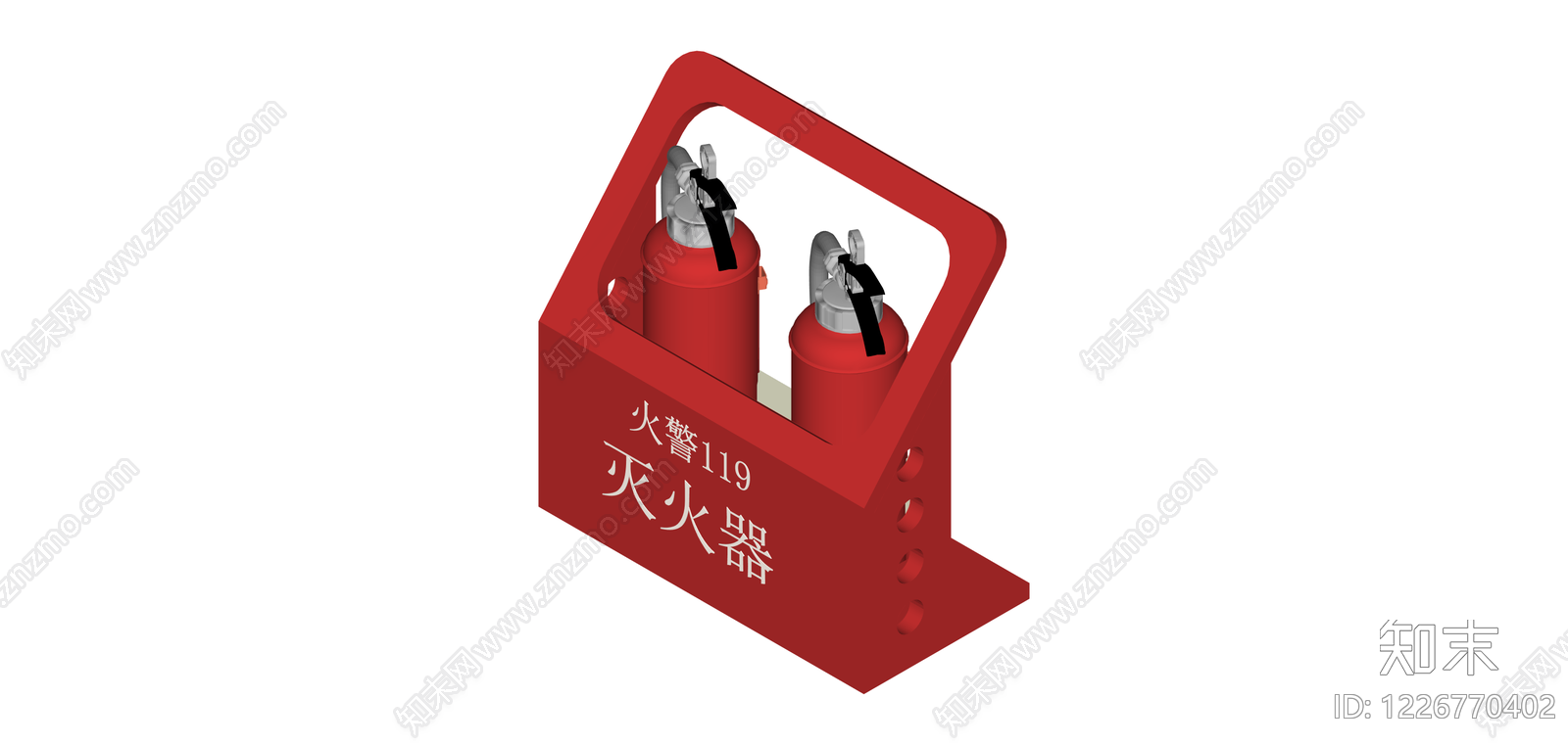 双瓶灭火器箱组件SU模型下载【ID:1226770402】
