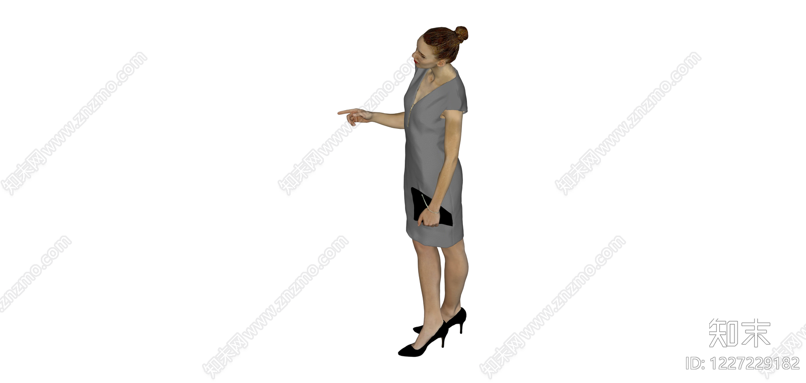 灰色礼服女性人物SU模型下载【ID:1227229182】