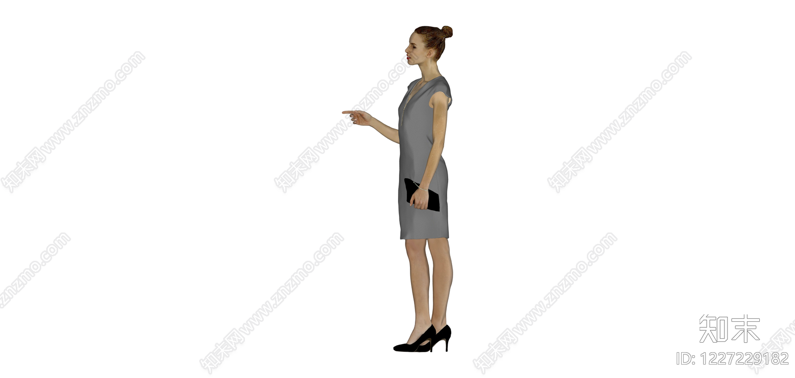 灰色礼服女性人物SU模型下载【ID:1227229182】