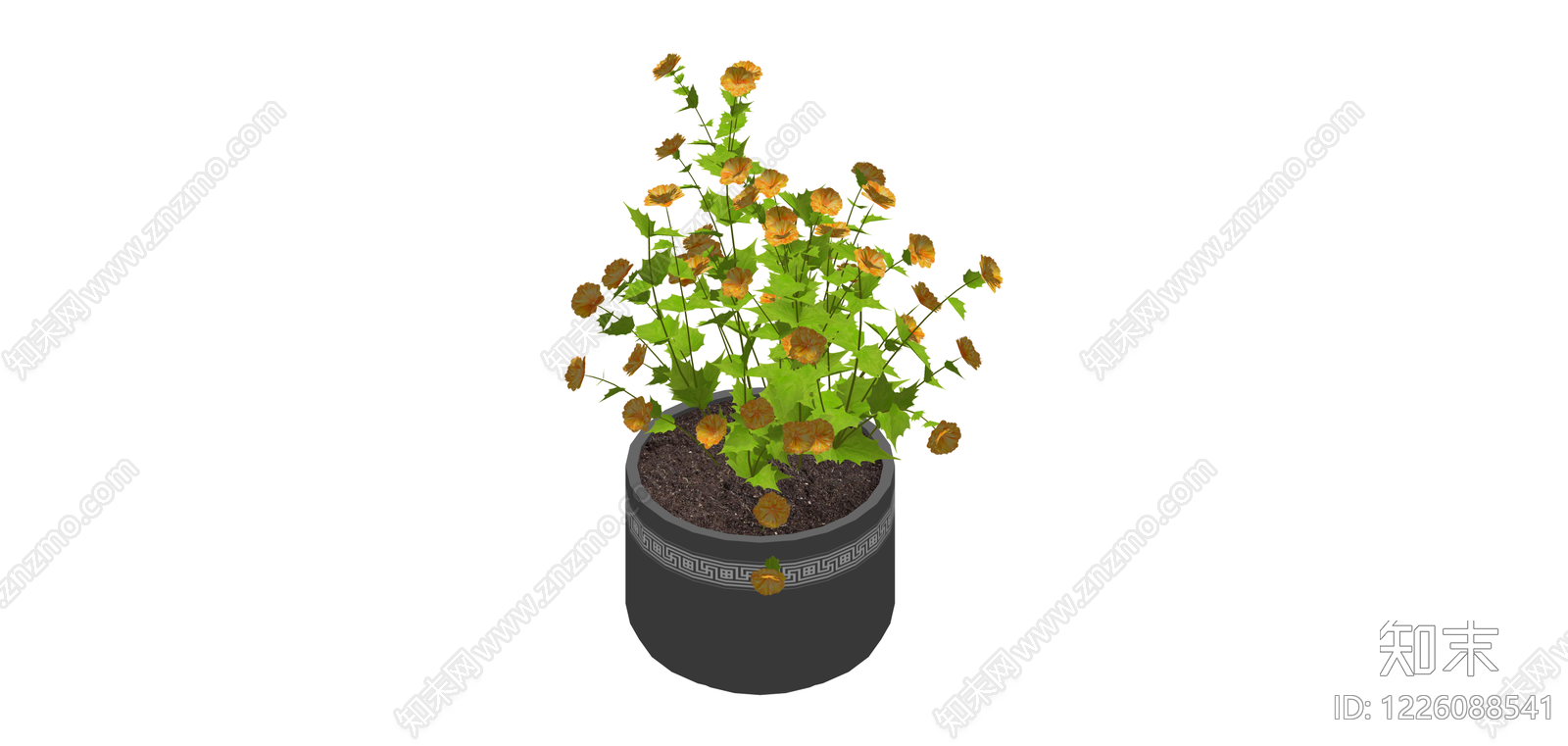 带盆盆栽花卉组合SU模型下载【ID:1226088541】