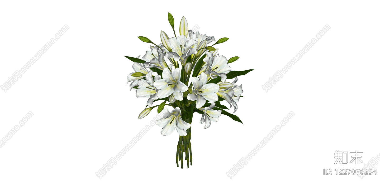 白色百合花束SU模型下载【ID:1227076254】