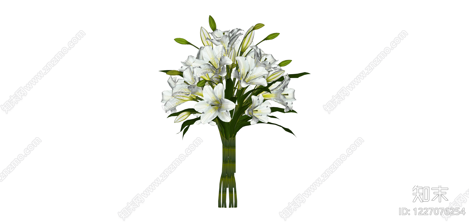 白色百合花束SU模型下载【ID:1227076254】