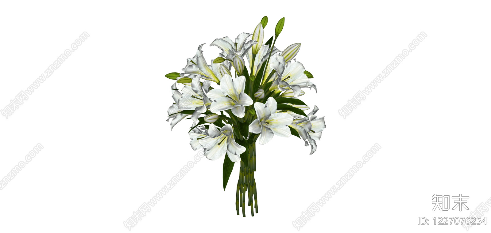 白色百合花束SU模型下载【ID:1227076254】