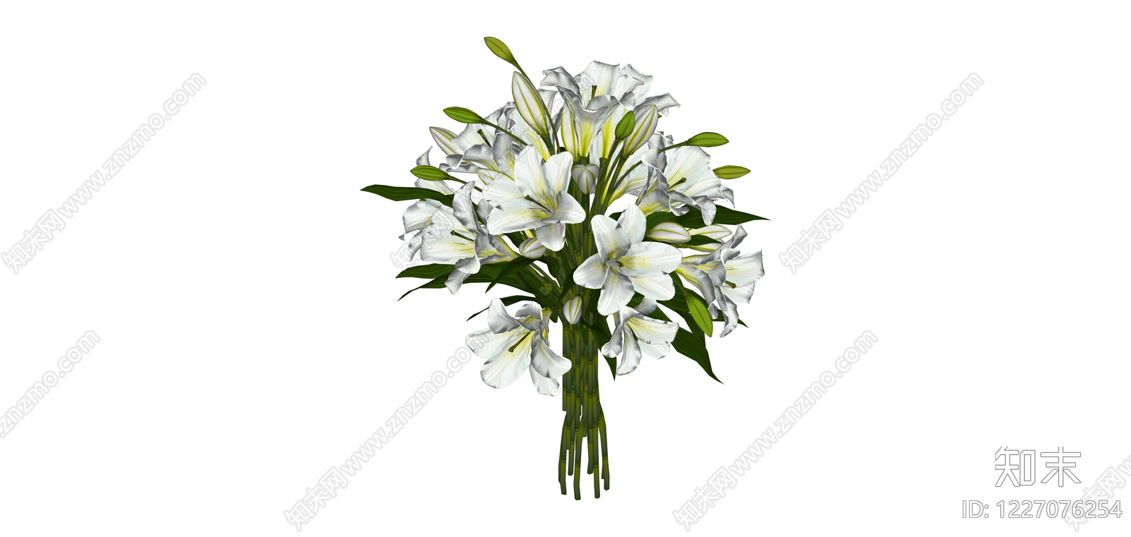 白色百合花束SU模型下载【ID:1227076254】