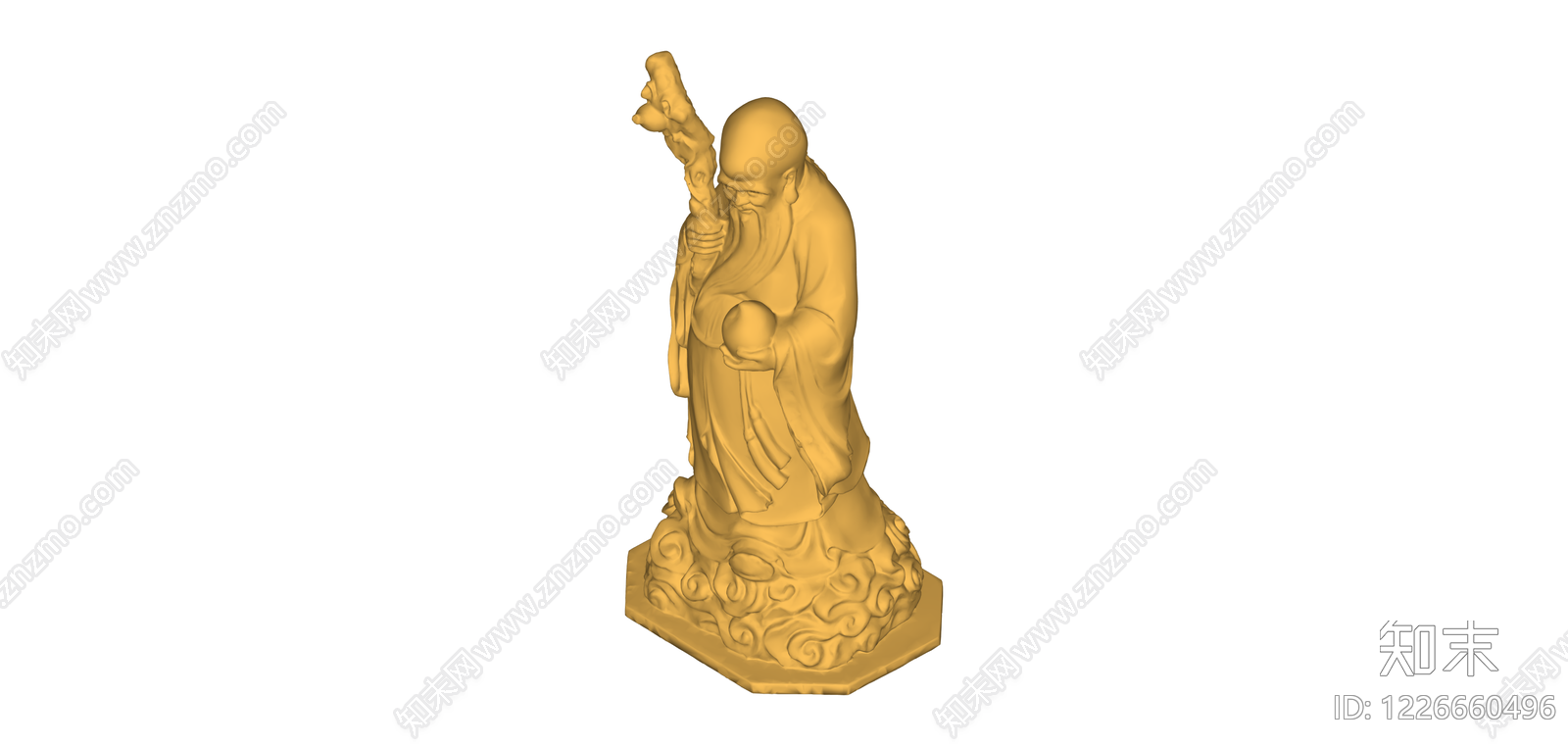 寿星持杖捧桃人物雕塑SU模型下载【ID:1226660496】