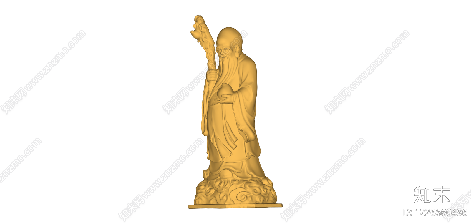 寿星持杖捧桃人物雕塑SU模型下载【ID:1226660496】