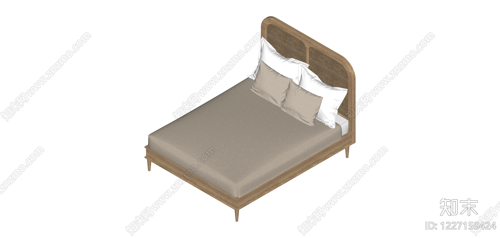 实木软包床具SU模型下载【ID:1227159424】