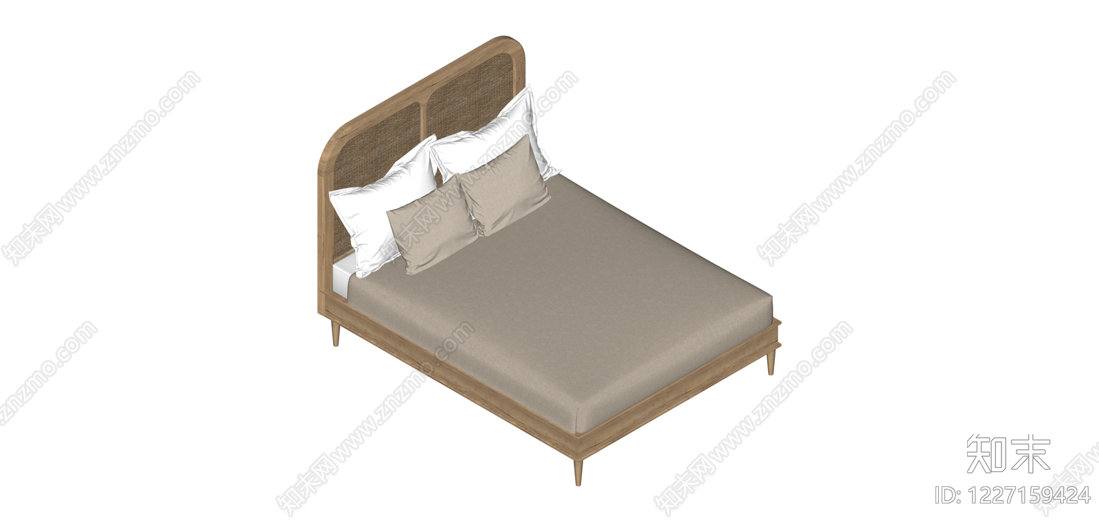 实木软包床具SU模型下载【ID:1227159424】