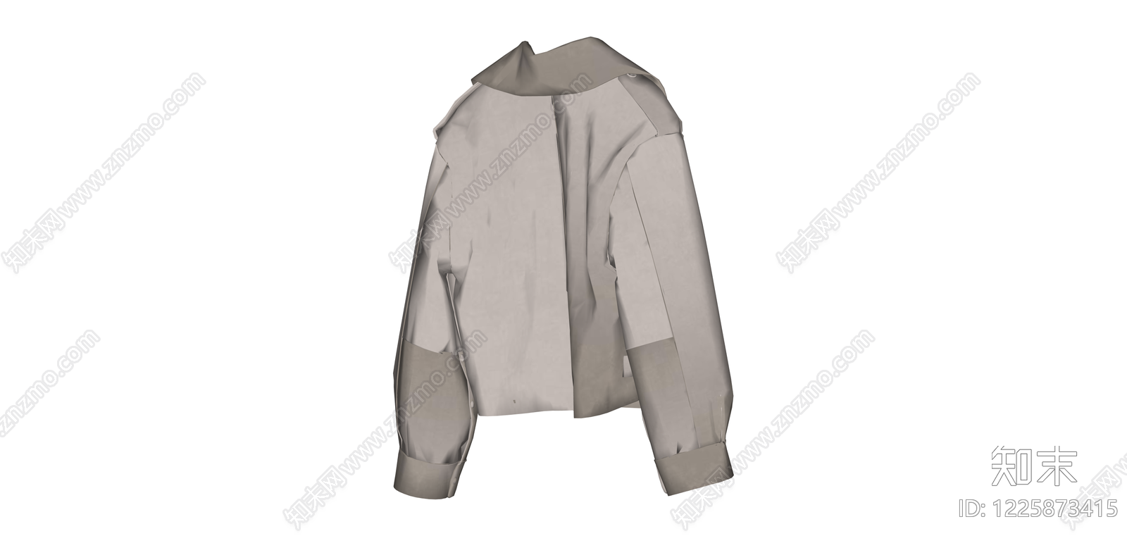 浅灰色立领风衣外套SU模型下载【ID:1225873415】