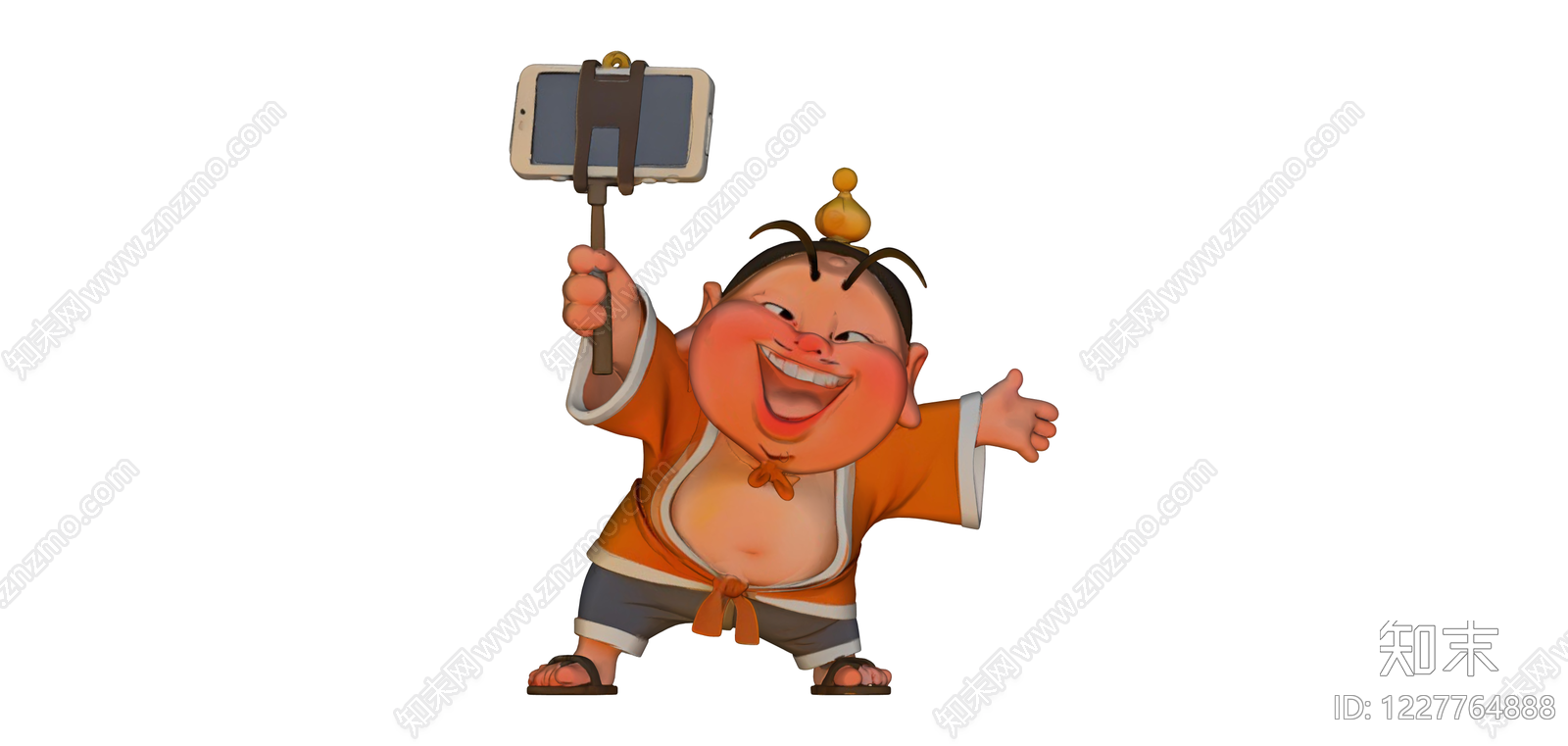 手持自拍杆的卡通人物SU模型下载【ID:1227764888】
