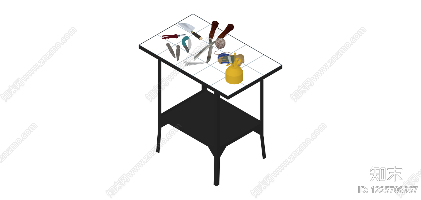 带园艺工具的黑色工作台SU模型下载【ID:1225708967】