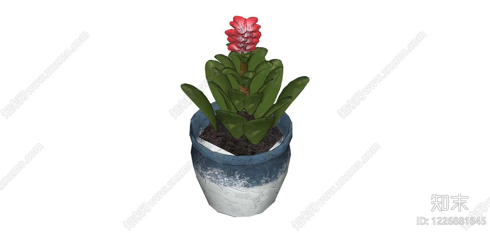 带盆红色盆栽植物SU模型下载【ID:1226881645】