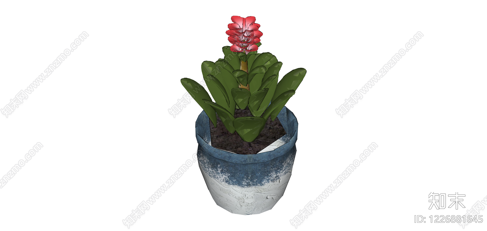 带盆红色盆栽植物SU模型下载【ID:1226881645】