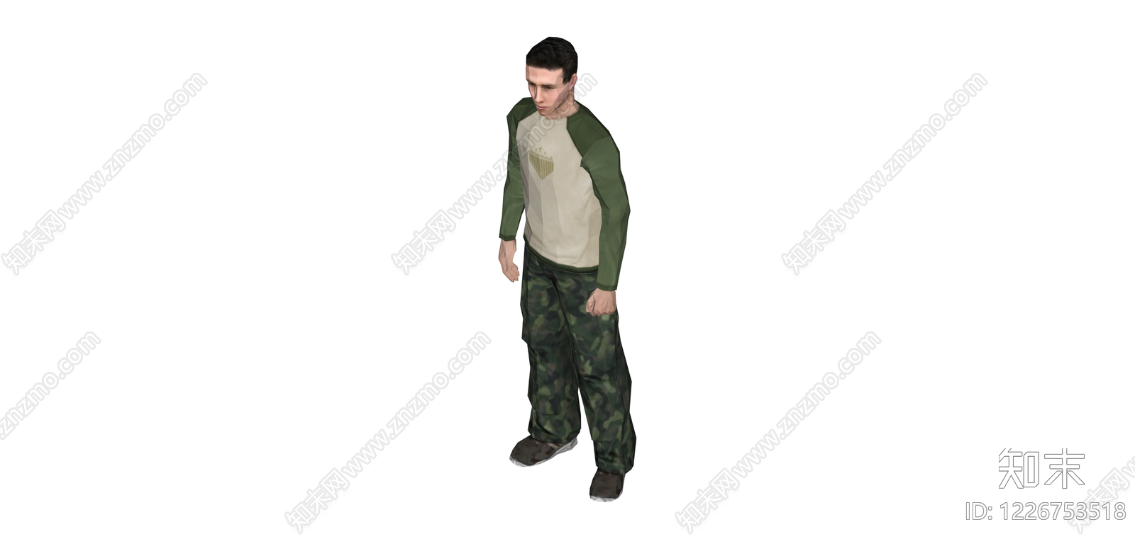 迷彩服男性角色模型SU模型下载【ID:1226753518】