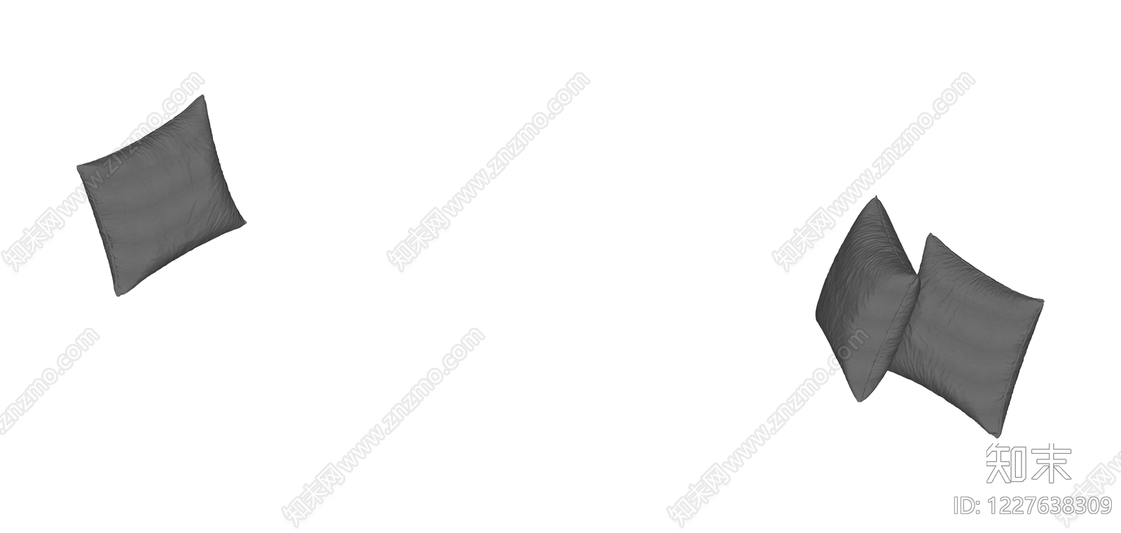 灰色方形抱枕SU模型下载【ID:1227638309】
