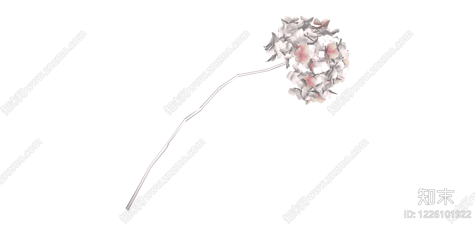 白模绣球花艺组件SU模型下载【ID:1226101922】