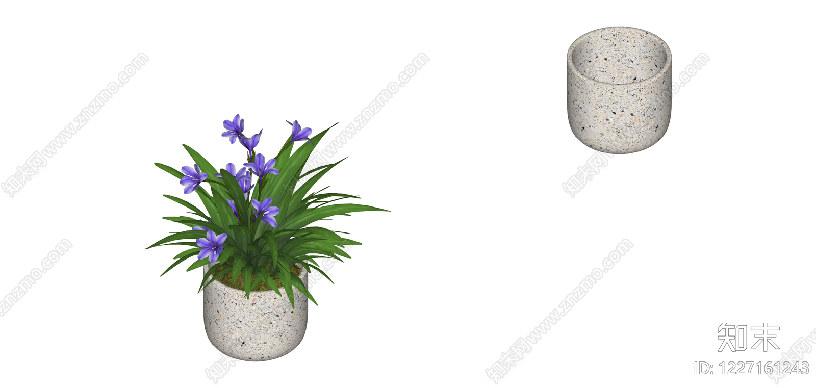 紫色花卉盆栽组合SU模型下载【ID:1227161243】